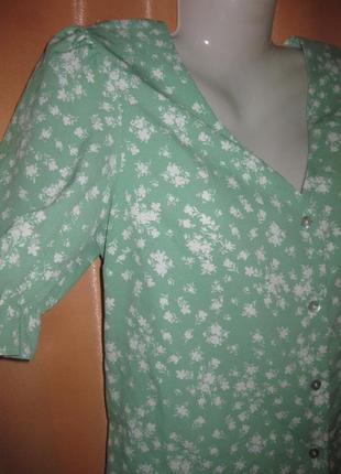 Удобная светло зеленая блузка рубашка топ с коротким рукавом колокольчиком 10 new look км16537 фото