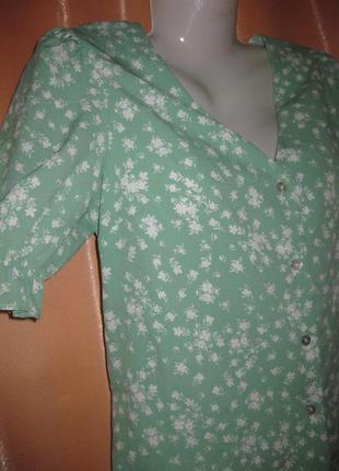 Удобная светло зеленая блузка рубашка топ с коротким рукавом колокольчиком 10 new look км16532 фото