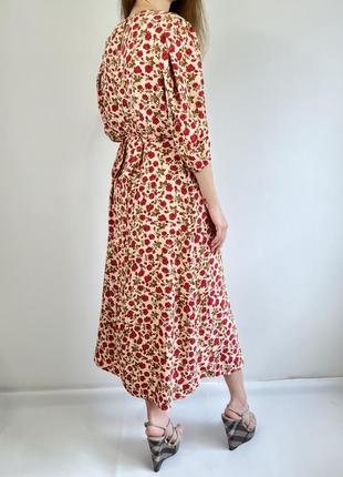 Primark длинное платье в цветочный принт с рукавом фонариком, романтичное свободное платье4 фото