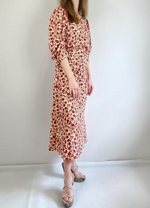 Primark длинное платье в цветочный принт с рукавом фонариком, романтичное свободное платье5 фото