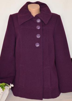 Брендовое фиолетовое демисезонное пальто с карманами klass collection1 фото