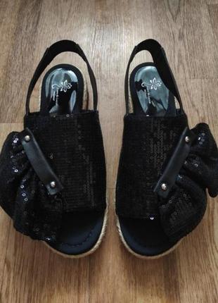 Изысканные итальянские босоножки эспадрильи в пайетках босоножки на толстой подошве