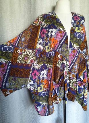 Вискоза женская яркая вискозная накидка пляжная туника блуза блузка мелкий цветок гавайка штапель
