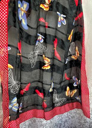 Шикарный шелковый платок принт бабочки,  шелк шов роуль, винтаж, шарф2 фото