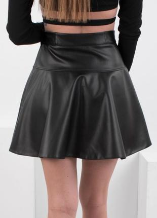 Женская черная юбка кожаная эко кожа2 фото