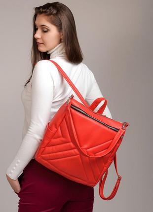 Жіночий рюкзак-сумка sambag trinity строчений червоний