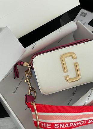 Сумка кроссбоди marc jacobs small camera bag white/pink