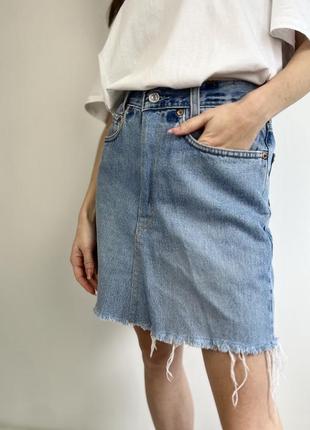 Levis оригинальная асимметричная короткая джинсовая мини юбка3 фото