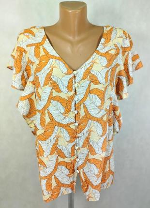 Блузка с воланами котон оранжевый белый1 фото