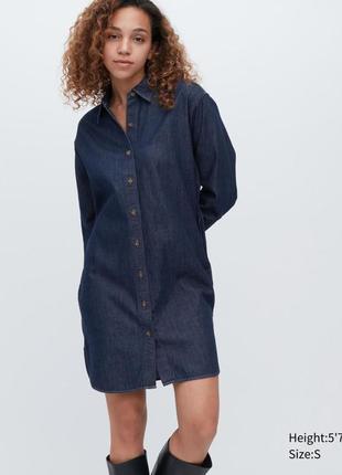 Женское джинсовое платье-рубашка uniqlo2 фото