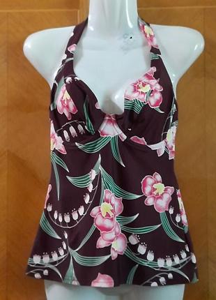 Брендовий красивий  верх купальника танкіні р. 32 e /70 e від debenhams   кісточки , квітковий малюнок