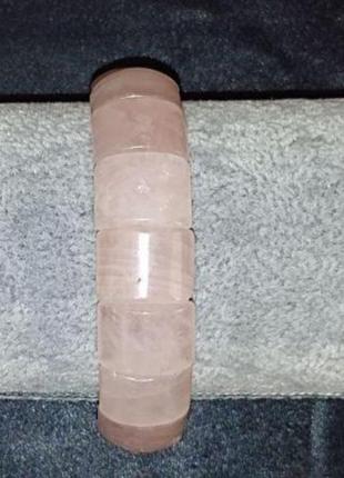 Браслет на резинці з натурального каменю рожевий кварц прямокутні ланки d-15х12мм+- l- 20см+-
