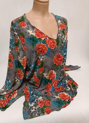 Блуза у квітковий принт kim&co 3xl, 4xl, 5xl1 фото