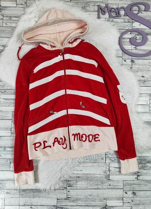 Женский спортивный костюм playmode красный микровельвет  кофта и штаны размер 46 м2 фото
