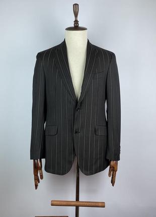 Мужской деловой костюм в полоску шерсть шелк men`s metro milano wool silk striped brown suit2 фото