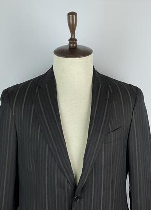 Мужской деловой костюм в полоску шерсть шелк men`s metro milano wool silk striped brown suit3 фото