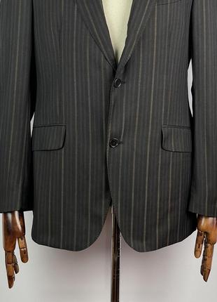 Мужской деловой костюм в полоску шерсть шелк men`s metro milano wool silk striped brown suit4 фото