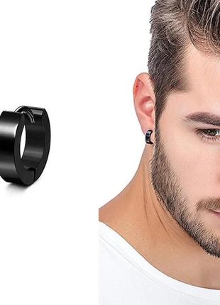 Серьга-кольцо в ухо широкая 1 шт. 13 мм. черная javrick