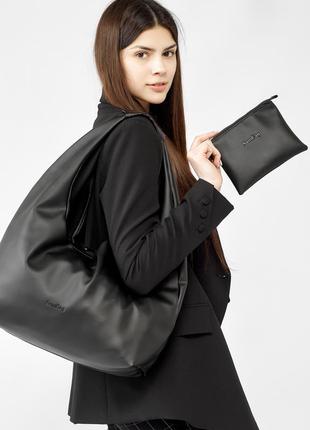 Женская сумка на плечо sambag hobo l - чёрная4 фото