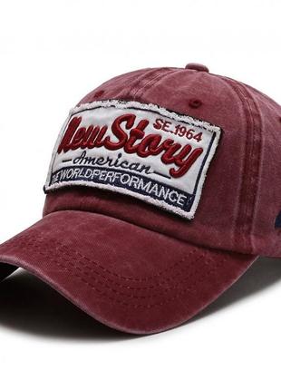 Бейсболка narason из хлопка бордовая с лого new story