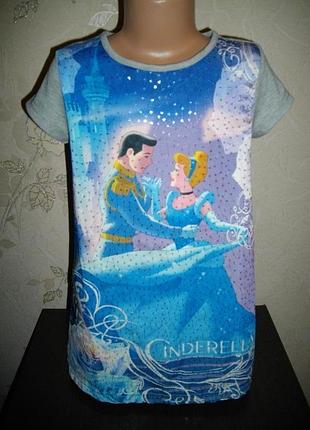 Платье *disney* впереди в паеточках, 7 лет (122 см)