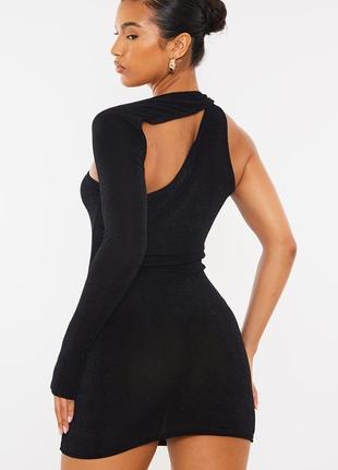 Серное облегающее платье с одним рукавом2 фото