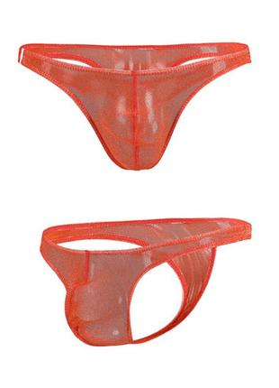 Мужские прозрачные стринги ciokicx оранжевые с люрексом