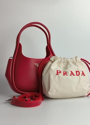Сумка  prada leather handbag red black, сумка прада, сумка на плече люкс, сумка клатч, маленька сумочка3 фото