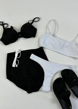 Купальник в стиле ретро с высокой талией черный