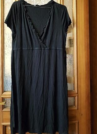 Ярко черное платьице из визкозы1 фото