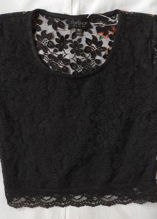 Чорний топ гіпюр із квітковою вишивкою сітка ажурний кроп із рукавами коротка блуза гіпюр6 фото
