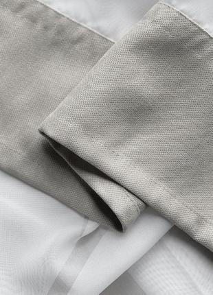 Фіранка коротка асиметрична з окантовкою 3,6х1,6 м білий/сірий