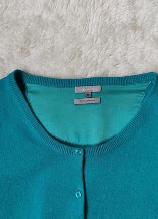 Бірюзовий комплект кашеміровий светр кардиган із кашемірова футболка кофта з ґудзиками8 фото