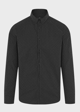 Рубашка черная oodji в ромбик с кожаными вставками.slim.размер xs-s