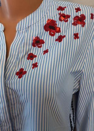 Стильная блуза в полоску, кружево, пайетки  №5bp4 фото