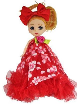 Лялька-брелок із бантом "роза", червона1 фото