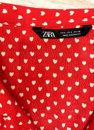 Блузка женская стильная в сердечки красная zara4 фото
