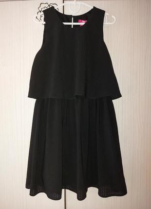 Шифонова чорна ярусна сукня, сарафан