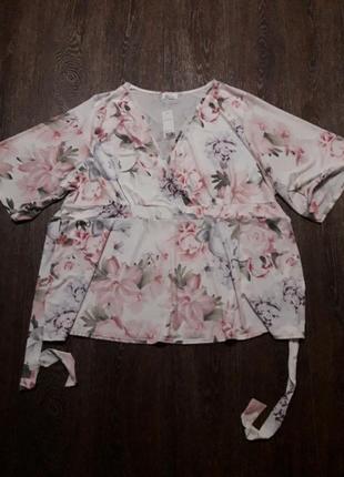 Брендовая новая супер батал красивая блузка на запах р 30/32 от yours.9 фото