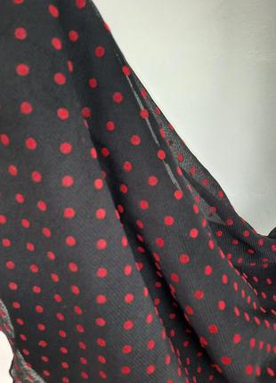 Очень красивое черное платье сарафан в красный горошек на тонких бретелях с подкладкой5 фото
