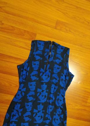 Платье синее индиго сарафан облегающее лица люди кэжуал стрит стайл принт мини2 фото