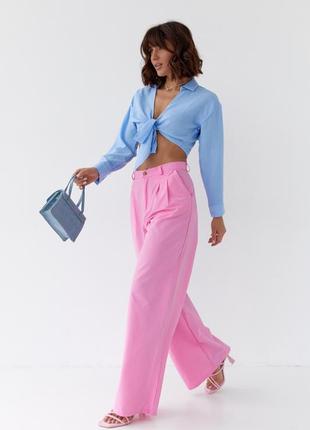 Жіночі штани-палаццо рожевий5 фото