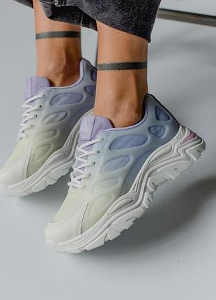 Жіночі кросівки градієнтні блакитно-салатові арт 1185