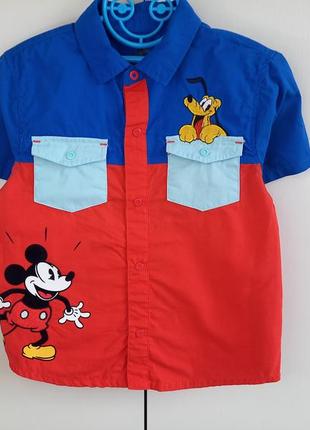 Красивая модная нарядная летняя рубашка мики маус mickey mouse disney для мальчика 4 года 1042 фото