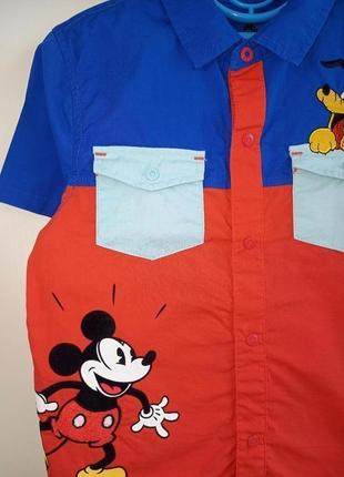 Красивая модная нарядная летняя рубашка мики маус mickey mouse disney для мальчика 4 года 1043 фото