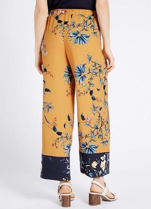Сатиновые  свободные брюки пижамный стиль на резинке цветочный принт5 фото