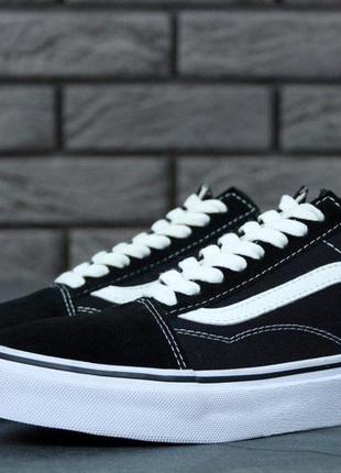 Кеды vans old school black white (ванс олд скул черно-белые) мужские и женские размеры: 36-455 фото