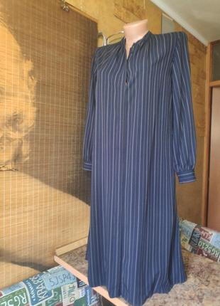 Платье/100%вискоза/рубашка с карманами миди в полоску uniqlo2 фото