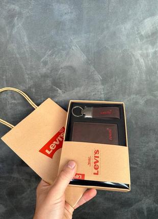 Мужской кожаный кошелек levi's6 фото