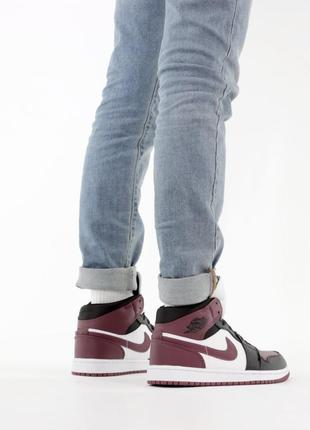 Женские кроссовки nike air jordan 1 high black bordo white 36-37-38-39-40-413 фото